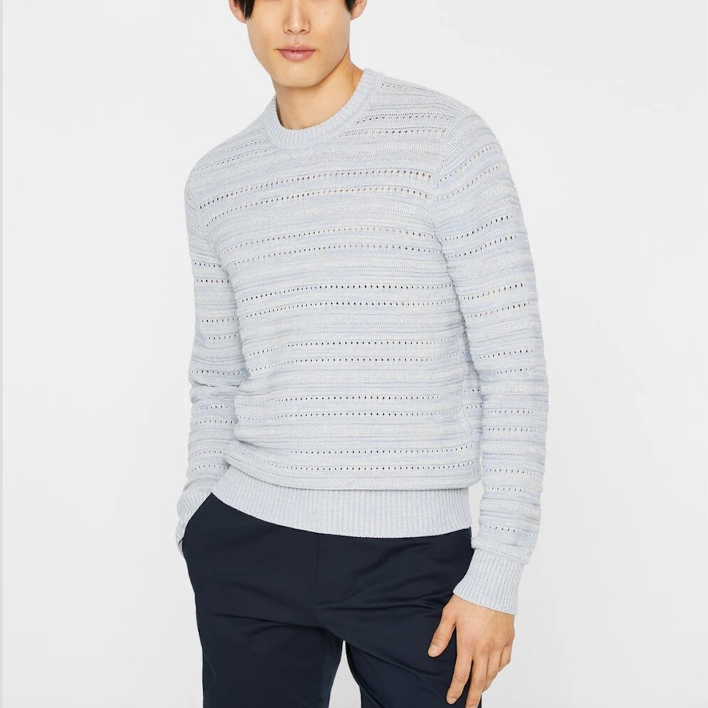 Links Texture Stripe Crew Sweater - Brand New - NEVER WORN - Blue